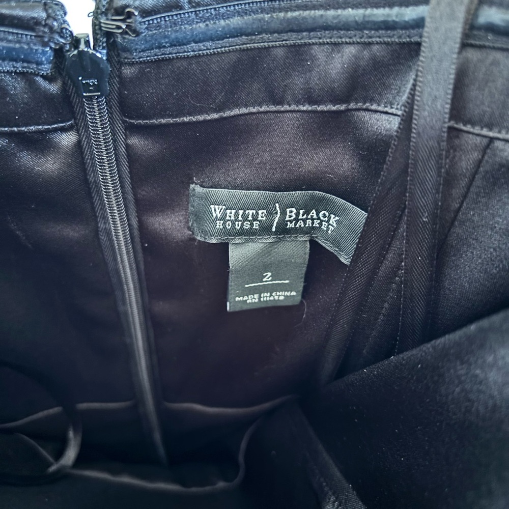 Strapless White House Black Market Black Ruched Dress - Picture 8 of 8